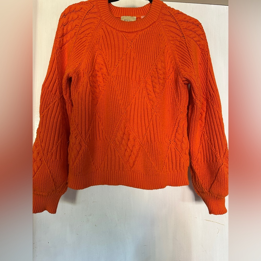 Tahari Orange Cable Knit Sweater